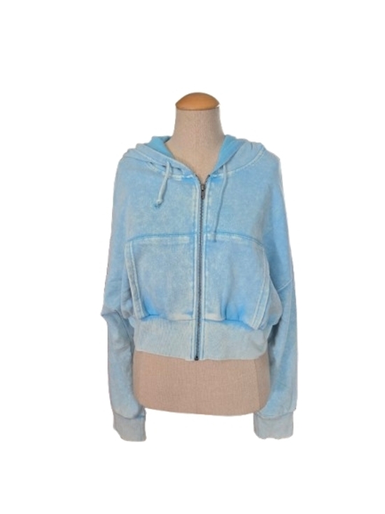 Double Zero Tops - Double Zero Washed Light Blue Zip Hoodie NWOT